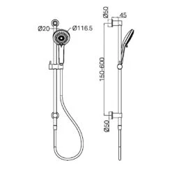 Shower Rail 3 Function | Nero -HERA BATHWARE shower rail 3 function nerogun metalshower railsnero tapware 552931