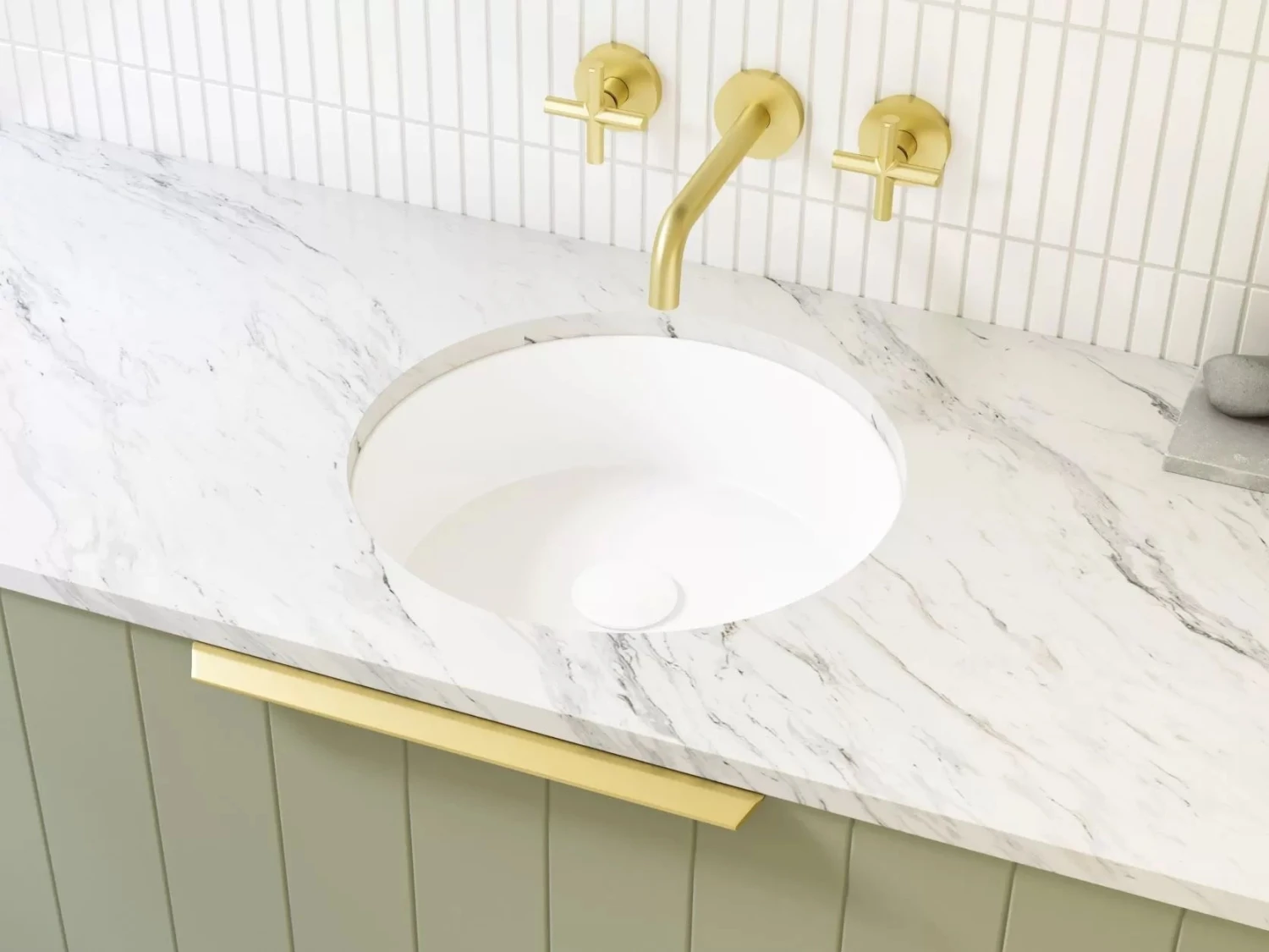 Undermount Ceramic Basin With Silksurface 20mm Top | Timberline 9 Undermount Ceramic Basin With Silksurface 20mm Top | Timberline - Image 9