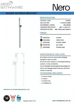 SLIM SHOWER ON BRACKET 14 SLIM SHOWER ON BRACKET -HERA BATHWARE slim shower on bracketbrushed bronzehand showernero tapware 697372