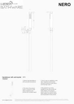 SLIM SHOWER ON BRACKET 15 SLIM SHOWER ON BRACKET -HERA BATHWARE slim shower on bracketbrushed bronzehand showernero tapware 765660