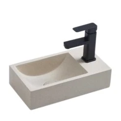 Spoleto - Wall Hung Concrete Basin -HERA BATHWARE spoleto wall hung concrete basinleft hand tap holeburberry stoneabove counter basinbnk 319396