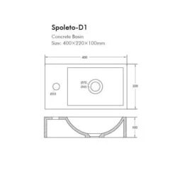 Spoleto - Wall Hung Concrete Basin -HERA BATHWARE spoleto wall hung concrete basinleft hand tap holeburberry stoneabove counter basinbnk 760516