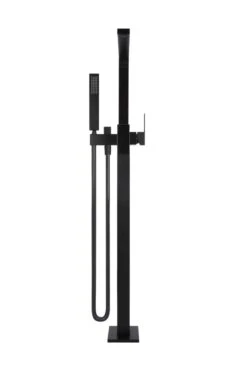 Square Freestanding Bath Spout And Hand Shower - Matte Black