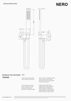 Square Shower On Bracket - Matte Black Or Chrome -HERA BATHWARE square shower on bracket matte black or chromematte blackhand showernero tapware 921146