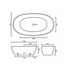 Stella Free Standing Bathtub - Matte Black & White | Ceto -HERA BATHWARE stella free standing bathtub matte black1500mmmatte blackbathtubkdk bathware 364028