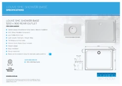 Stonelite™ SMC Louve Shower Base | Stonelite™ -HERA BATHWARE stonelite smc louve shower base stonelitestainless steel chrome1200x900 rear outletshower basestonelite 404783