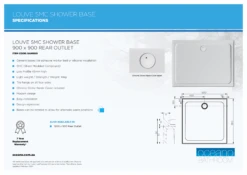 Stonelite™ SMC Louve Shower Base | Stonelite™ -HERA BATHWARE stonelite smc louve shower base stonelitestainless steel chrome900x900 rear outletshower basestonelite 606524