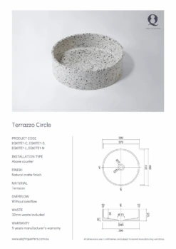 Terrazzo Circle Above Counter Basin | Eight Quarter | EQXITE1 -HERA BATHWARE terrazzo circle above counter basin eight quarter eqxite1naplesabove counter basineight quarter 530495