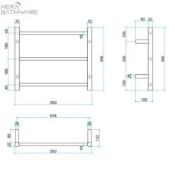 Thermogroup BS24M Straight Round Budget Heated Towel Rail 550*450*122mm 8 Thermogroup BS24M Straight Round Budget Heated Towel Rail 550*450*122mm -HERA BATHWARE thermogroup bs24m straight round budget heated towel rail 550450122mmstainless steelheated towel railthermogroup 364439