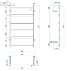 Thermogroup BS28M Straight Square Budget Heated Towel Rail 500*800*120mm -HERA BATHWARE thermogroup bs28m straight square budget heated towel rail 500800120mmstainless steelheated towel railthermogroup 970165