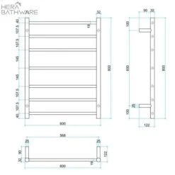 Thermogroup BS44M Straight Round Budget Heated Towel Rail 600*800*122mm -HERA BATHWARE thermogroup bs44m straight round budget heated towel rail 600800122mmstainless steelheated towel railthermogroup 502667