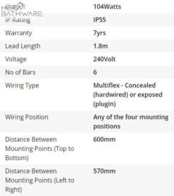 Thermogroup BS48MB Matt Black Square Ladder Heated Towel Rail 600*800*120mm -HERA BATHWARE thermogroup bs48mb matt black square ladder heated towel rail 600800120mmmatte blackheated towel railthermogroup 697171