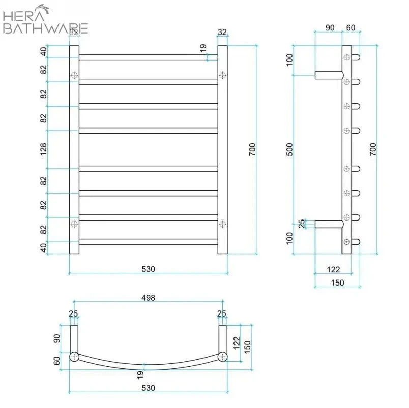 Thermogroup CR23M Curved Round Ladder Heated Towel Rail 530*700*150mm 2 Thermogroup CR23M Curved Round Ladder Heated Towel Rail 530*700*150mm - Image 2