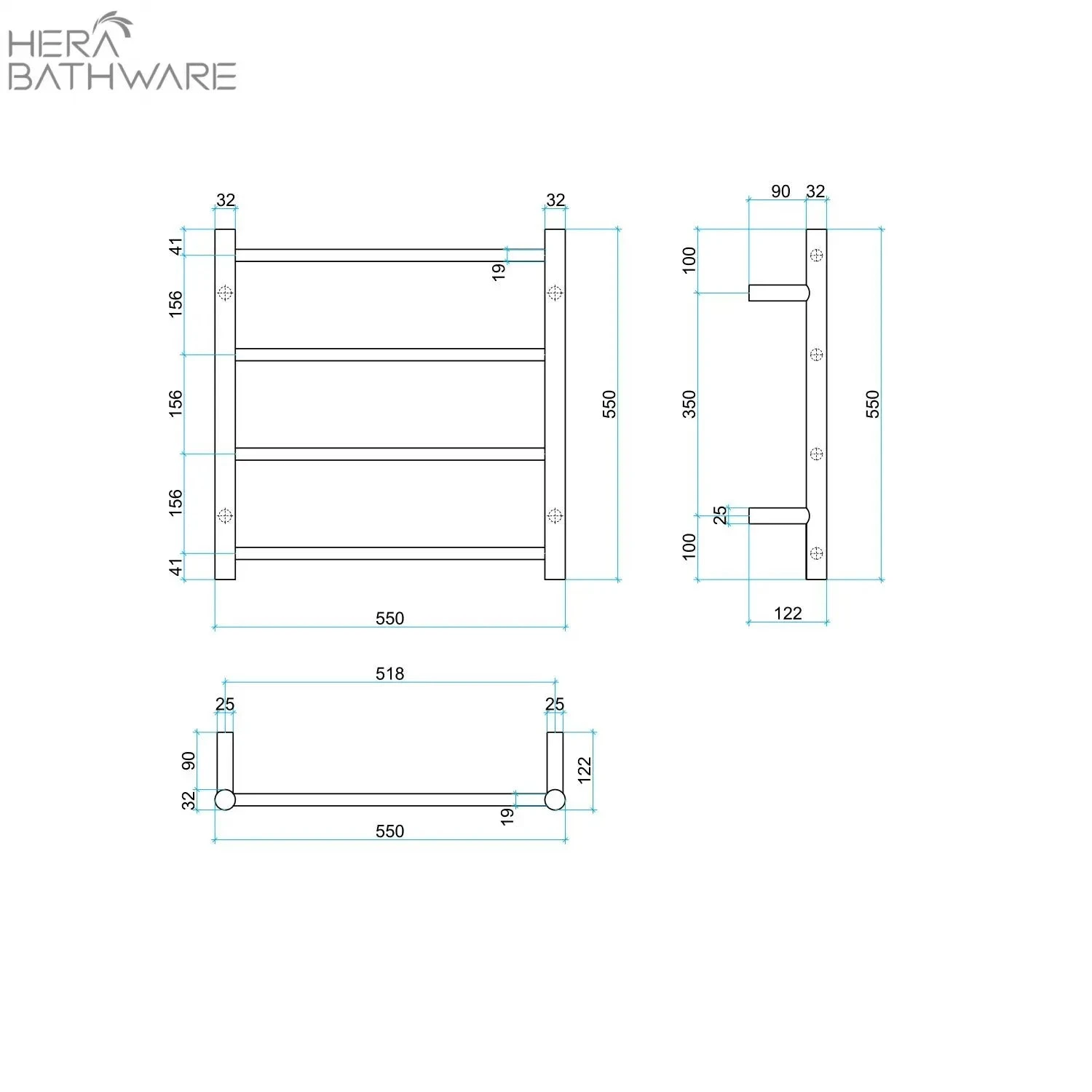 Thermogroup SR25MBG Brushed Gold Round Ladder Heated Towel Rail 550*550*122mm 3 Thermogroup SR25MBG Brushed Gold Round Ladder Heated Towel Rail 550*550*122mm - Image 3