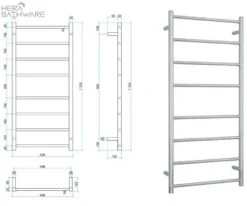 Thermogroup SR27M Straight Round Ladder Heated Towel Rail 530*1120*122mm -HERA BATHWARE thermogroup sr27m straight round ladder heated towel rail 5301120122mmstainless steelheated towel railthermogroup 940042