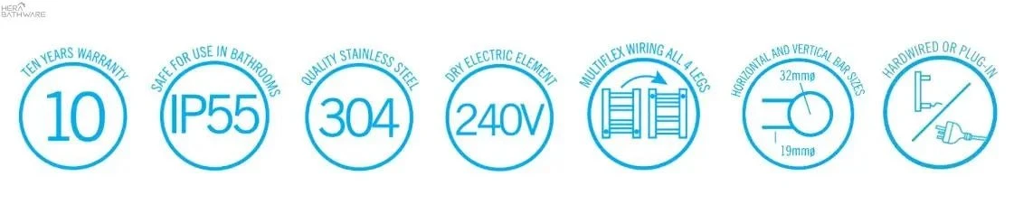 Thermogroup SR4412 12Volt Round Ladder Heated Towel Rail 600*800*122mm 4 Thermogroup SR4412 12Volt Round Ladder Heated Towel Rail 600*800*122mm - Image 4