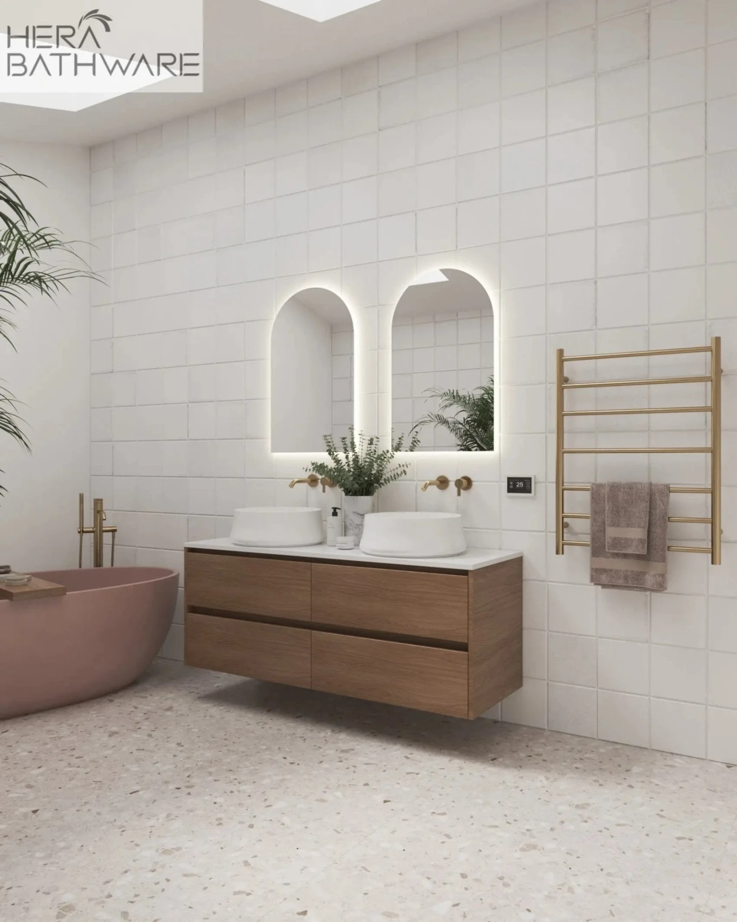 Thermogroup SR44MBB Brushed Brass Round Ladder Heated Towel Rail 600*800*122mm 2 Thermogroup SR44MBB Brushed Brass Round Ladder Heated Towel Rail 600*800*122mm - Image 2