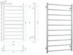 Thermogroup SR69M Straight Round Ladder Heated Towel Rail 700*1200*122mm -HERA BATHWARE thermogroup sr69m straight round ladder heated towel rail 7001200122mmstainless steelheated towel railthermogroup 105116