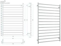 Thermogroup SR99M Straight Round Ladder Heated Towel Rail 1000*1500*122mm -HERA BATHWARE thermogroup sr99m straight round ladder heated towel rail 10001500122mmstainless steelheated towel railthermogroup 826068