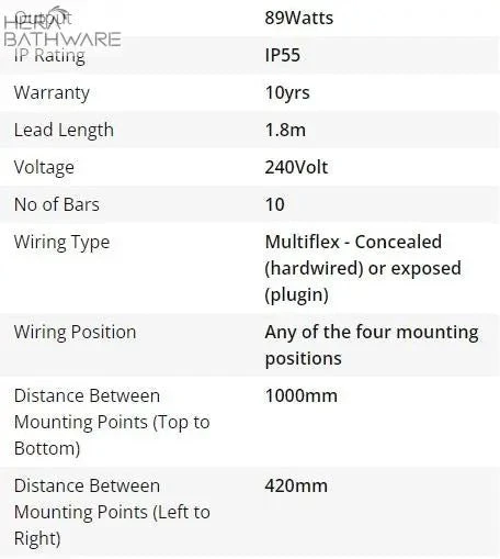 Thermogroup SS19M Straight Square Ladder Heated Towel Rail 450*1200*120mm 3 Thermogroup SS19M Straight Square Ladder Heated Towel Rail 450*1200*120mm - Image 3
