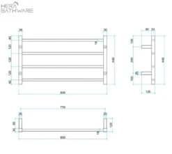 Thermogroup SS81M Straight Square Ladder Heated Towel Rail 800*440*120mm -HERA BATHWARE thermogroup ss81m straight square ladder heated towel rail 800440120mmstainless steelheated towel railthermogroup 489984
