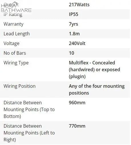 Thermogroup SS88MB Matt Black Square Ladder Heated Towel Rail 800*1160*120mm 2 Thermogroup SS88MB Matt Black Square Ladder Heated Towel Rail 800*1160*120mm - Image 2