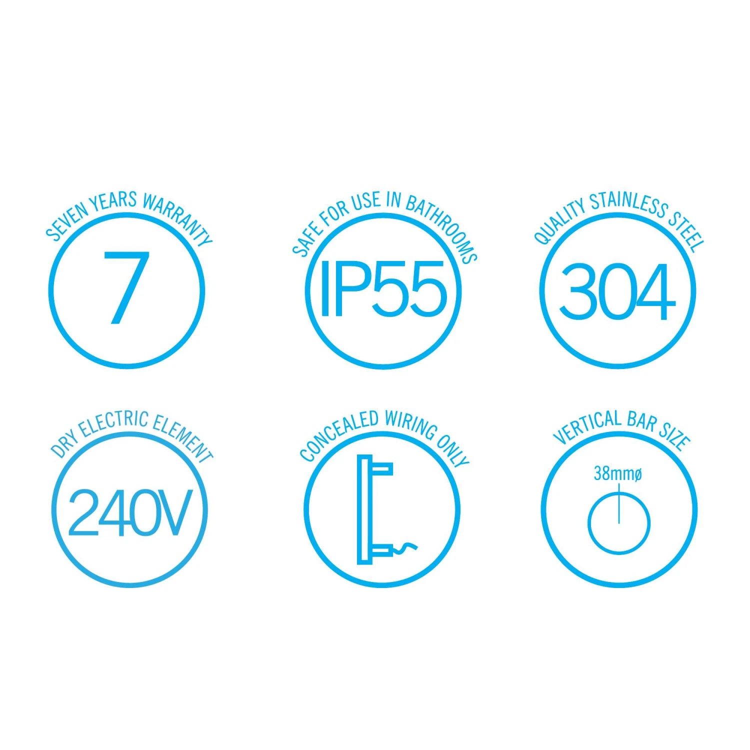 Thermogroup VP900BR Horizon Blue Straight Round Vertical Single Heated Towel Rail-W142xH900xD100mm 3 Thermogroup VP900BR Horizon Blue Straight Round Vertical Single Heated Towel Rail-W142xH900xD100mm - Image 3