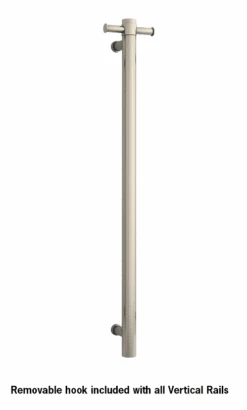 Thermogroup VS900HBN BrushedNickel Round Vertical Single Heated Towel Rail-W142xH900xD100mm