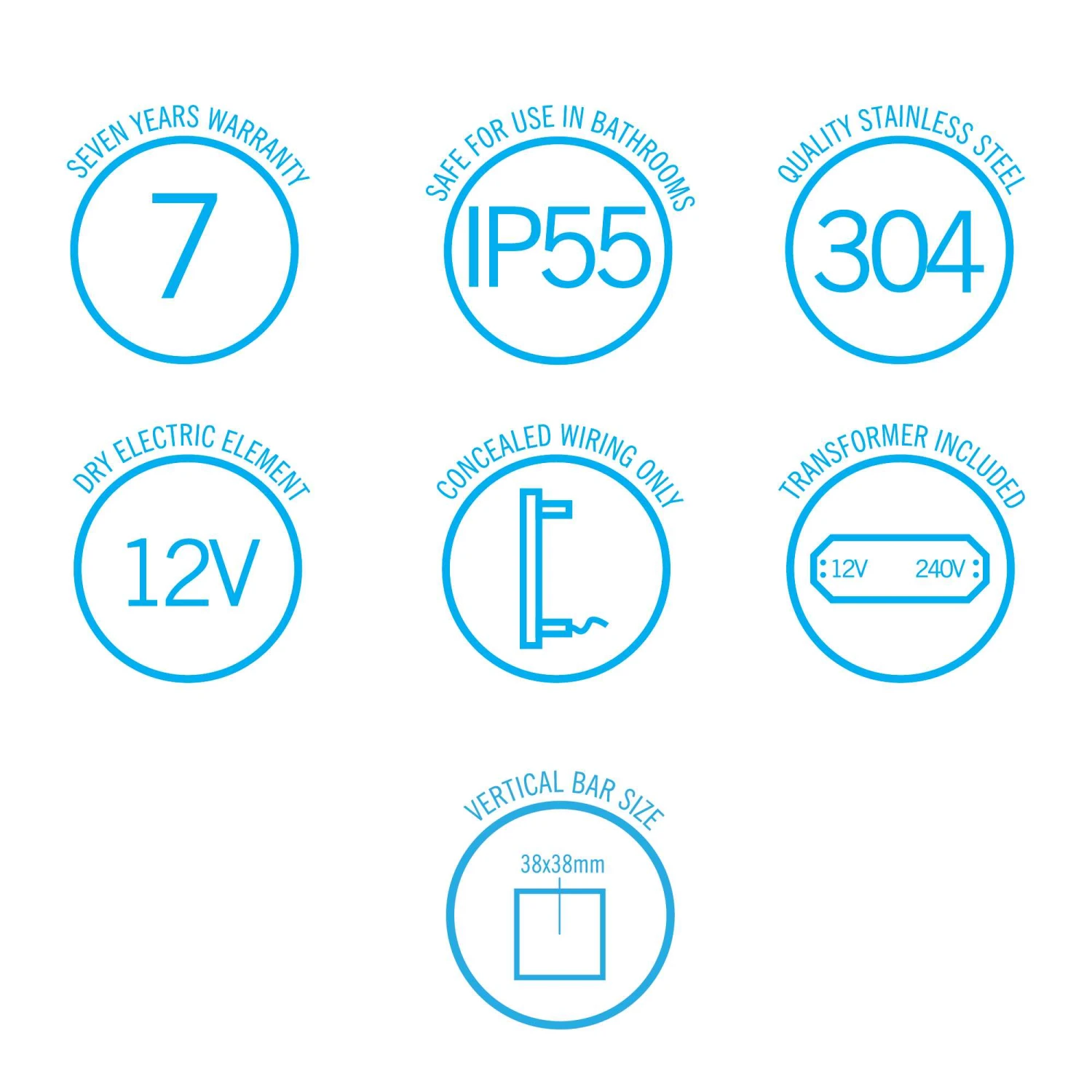 Thermogroup VS900SH Square Vertical Single Bar Heated Towel Rail 3 Thermogroup VS900SH Square Vertical Single Bar Heated Towel Rail - Image 3