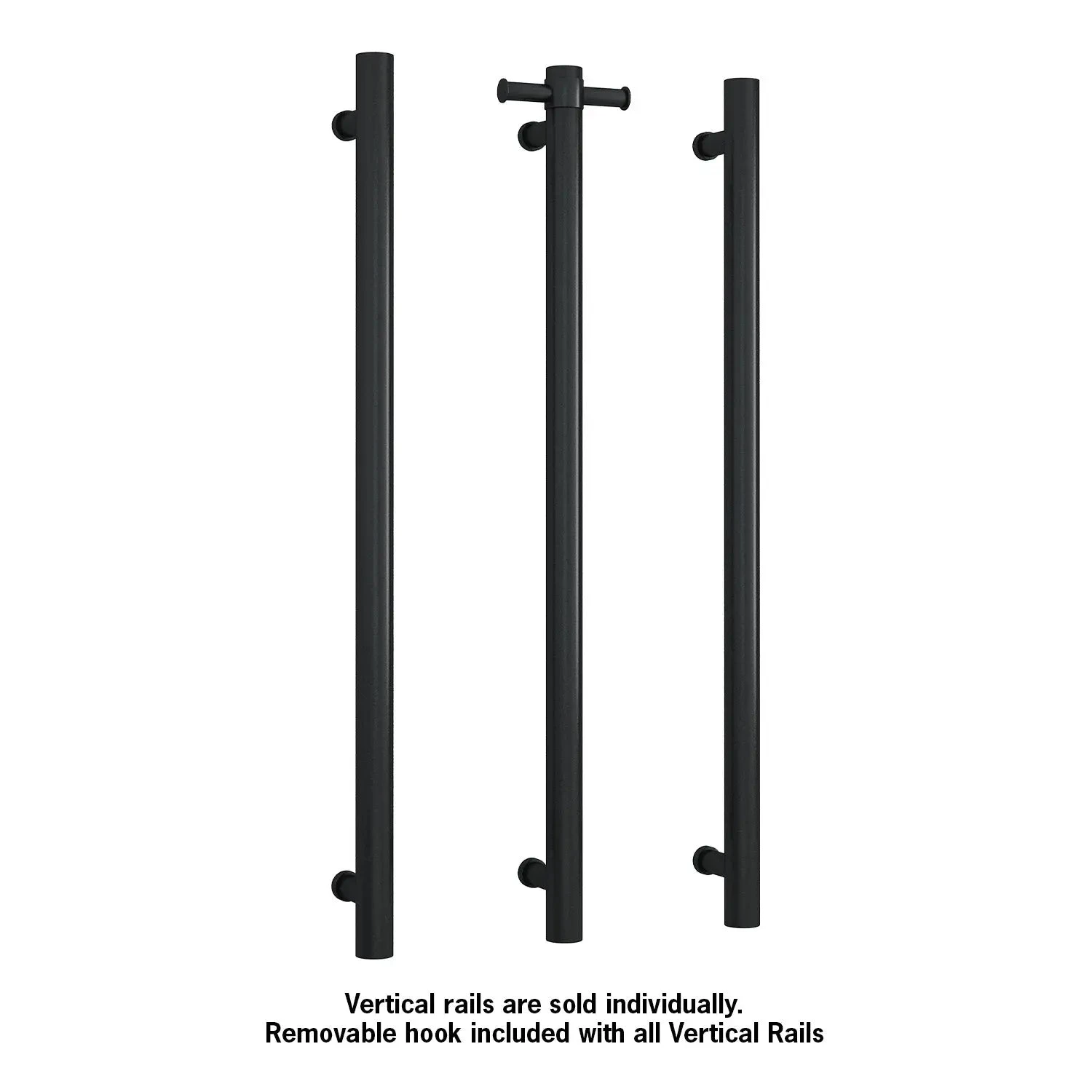 Thermogroup VS900SHB Matt Black Square Vertical Single Bar Heated Towel Rail-W142xH900xD100mm 2 Thermogroup VS900SHB Matt Black Square Vertical Single Bar Heated Towel Rail-W142xH900xD100mm - Image 2