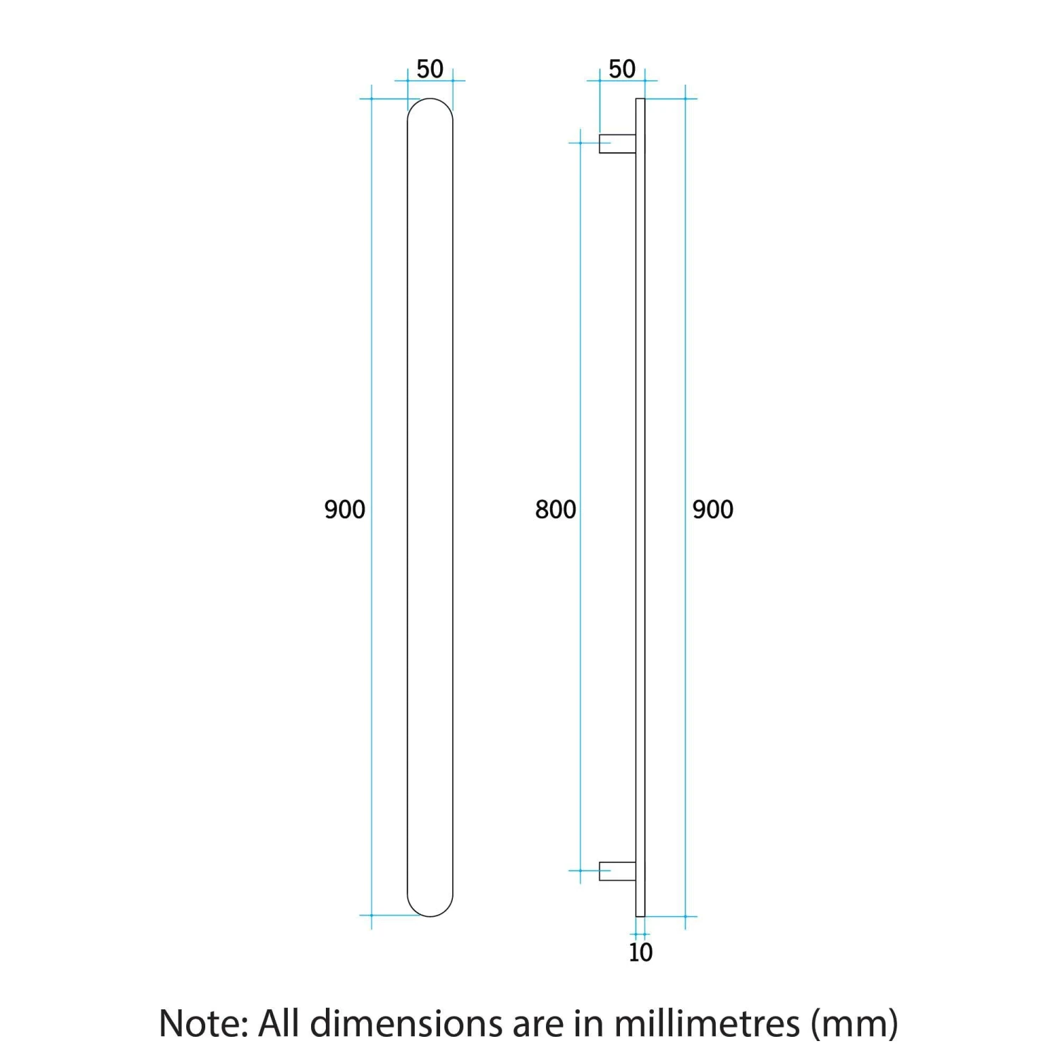 Thermogroup VS900SHB Matt Black Square Vertical Single Bar Heated Towel Rail-W142xH900xD100mm 4 Thermogroup VS900SHB Matt Black Square Vertical Single Bar Heated Towel Rail-W142xH900xD100mm - Image 4