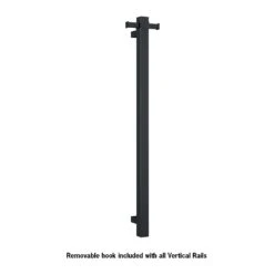 Thermogroup VS900SHB Matt Black Square Vertical Single Bar Heated Towel Rail-W142xH900xD100mm
