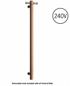 Thermogroup VSH900H Brushed Finish 240Volt Vertical Single Heated Rail -HERA BATHWARE thermogroup vsh900h brushed finish 240volt vertical single heated railbrushed bronzeheated towel railthermogroup 779076