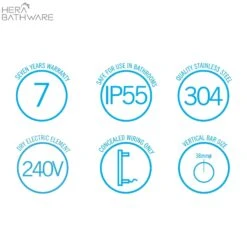 Thermogroup VSH900H Brushed Finish 240Volt Vertical Single Heated Rail -HERA BATHWARE thermogroup vsh900h brushed finish 240volt vertical single heated railbrushed goldheated towel railthermogroup 369409