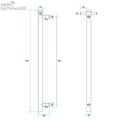 Thermogroup VSH900H Brushed Finish 240Volt Vertical Single Heated Rail -HERA BATHWARE thermogroup vsh900h brushed finish 240volt vertical single heated railbrushed goldheated towel railthermogroup 630894