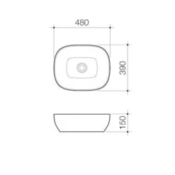 TRIBUTE Above Counter Basin - Curved Rectangle 480mm | CAROMA -HERA BATHWARE tribute above counter basin curved rectangle 480mm caromaabove counter basincaroma 744891