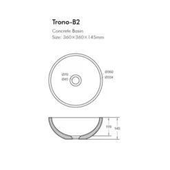 Trono - Round Concrete Basin -HERA BATHWARE trono round concrete basinfrench greyabove counter basinbnk 963109