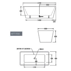 Turin Free Standing Bathtub -HERA BATHWARE turin free standing bathtubgloss white1700mmbathtubbest bm 885250