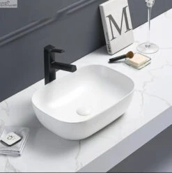 Ultra Slim Above Counter Basin - Matte White - Rounded Rectangle