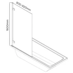 Urban Bath Panel 900mm | 1600mm High | Oceano -HERA BATHWARE urban bath panel 900mm 1600mm high oceanochromeshower screenoceano 820956