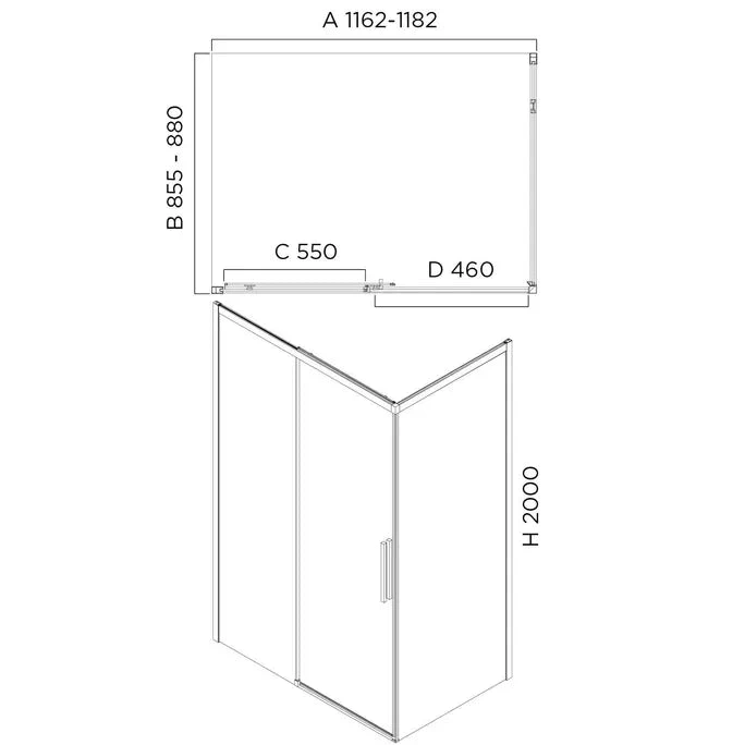 Urban Slider Alcove Shower Front Screen Only 1200mm | 2000mm High | Oceano 3 Urban Slider Alcove Shower Front Screen Only 1200mm | 2000mm High | Oceano - Image 3