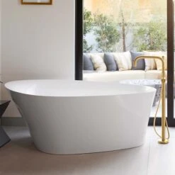 Veil Lithocast Freestanding Bath Gloss White -HERA BATHWARE veil lithocast freestanding bath gloss whitekohler 106552