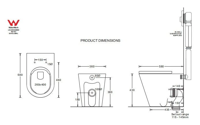 Venezia Wall Faced Rimless Pan With Seat | Johnson Suisse 2 Venezia Wall Faced Rimless Pan With Seat | Johnson Suisse - Image 2