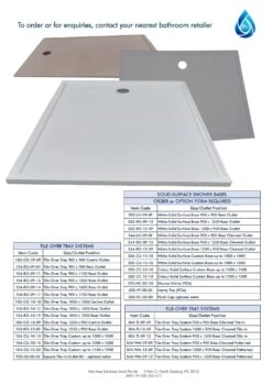 Versa-tile Solid Surface Shower Base 900x900 *Multi Colour Options Available* -HERA BATHWARE versa tile solid surface shower base multi colour options availablesnow white 033a900x1200 waste outlet at 900 sideshower baseversa tile 225047 1