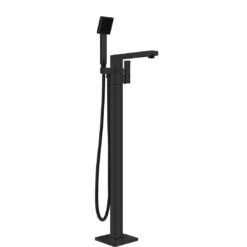 VIBE Square Floor Mount Mixer With Handshower - Matte Black
