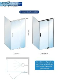 Violet 10mm Frameless Pivot Standard Size Front & Return Set | Convex 11 Violet 10mm Frameless Pivot Standard Size Front & Return Set | Convex -HERA BATHWARE violet 10mm frameless pivot standard size front return set convex900 x 900mmmatte blackshower screenconvex 448809