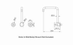 X PLUS Wall Kitchen Set Swivel Spout -HERA BATHWARE x plus wall kitchen set swivel spoutbrushed goldkitchen mixernero tapware 335572