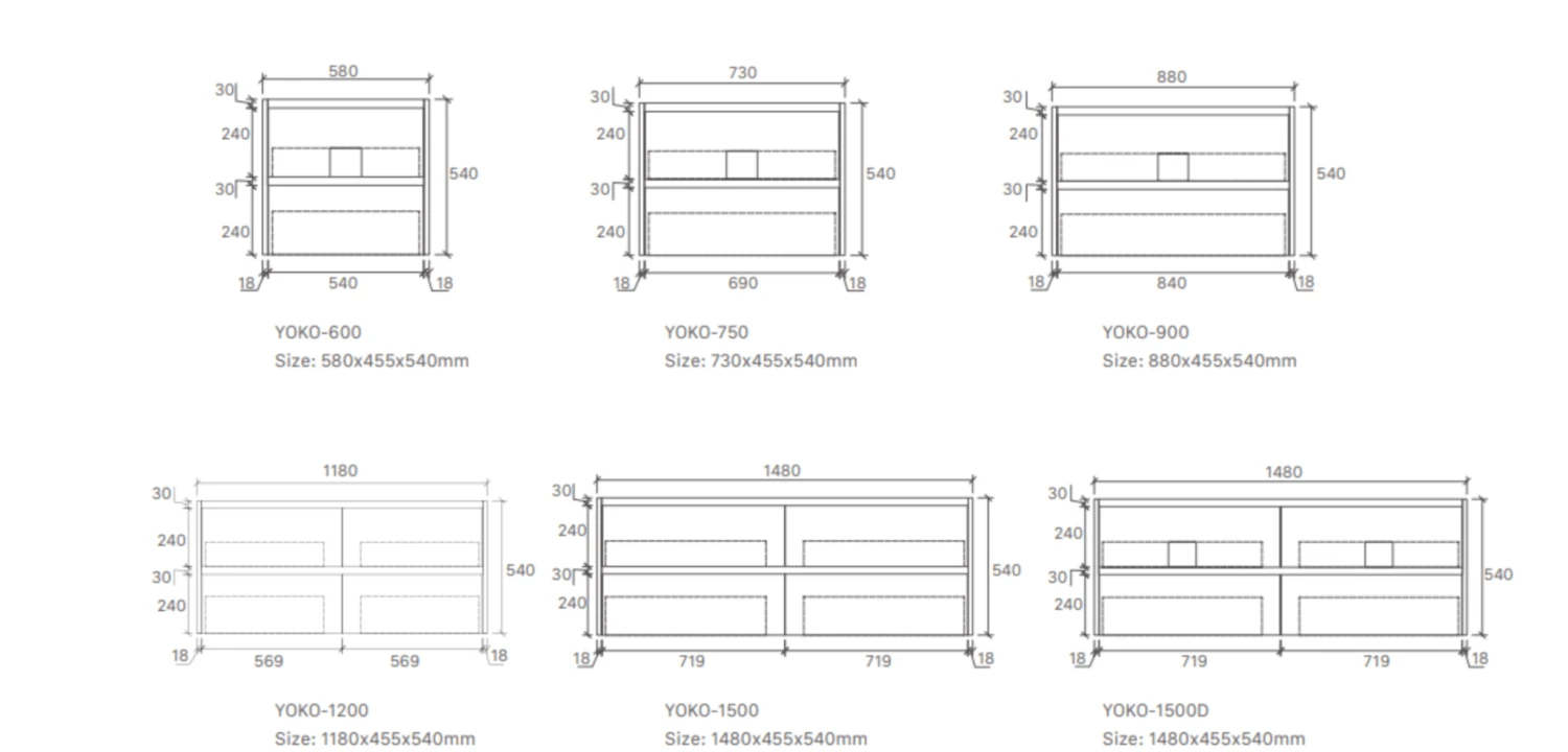 Yoko Wall Hung Vanity 600-1500mm 13 Yoko Wall Hung Vanity 600-1500mm - Image 13
