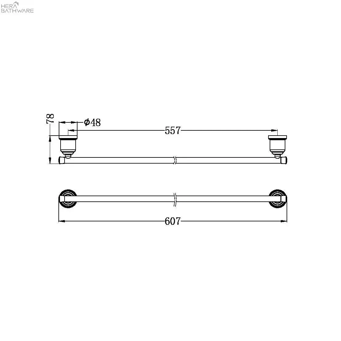 YORK Towel Rail 600mm Single/Double 5 YORK Towel Rail 600mm Single/Double - Image 5