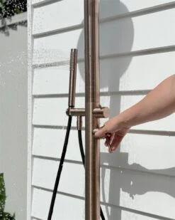 Zen SS316L Outdoor Freestanding Shower Column -HERA BATHWARE zen ss316l outdoor freestanding shower columnbrushed bronzeshower setnero tapware 212487
